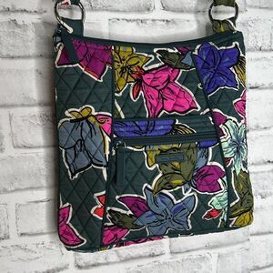 Vera Bradley Iconic RFID Little Hipster Crossbody Purse Falling Flowers Bag